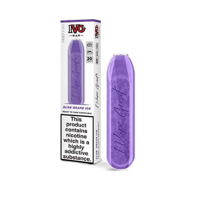 Aloe Grape Ice by IVG Bar 600 Puff Boxed