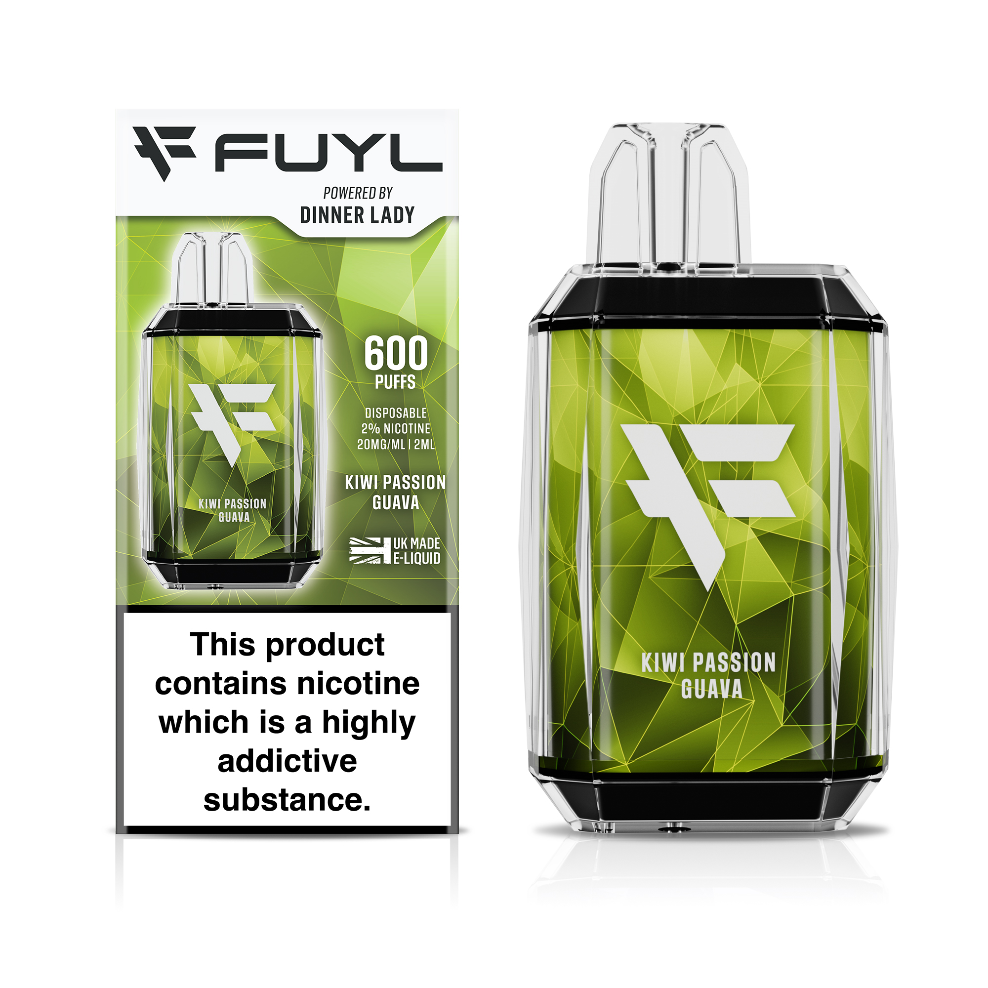 Kiwi Passion Guava by Fuyl Dinner Lady 600puff Disposable