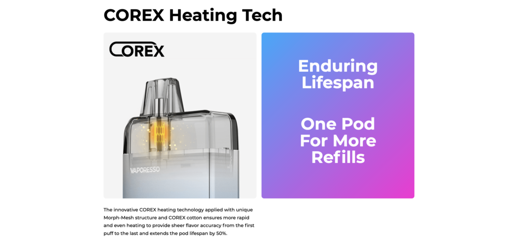 Vaporesso Eco Nano Pod kit Corex Heating Tech