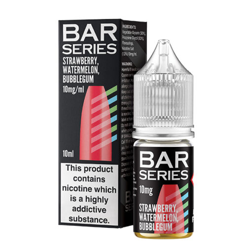 Bar series salts 0001 Strawberry Watermelon Bubblegum box and bottle 10mg