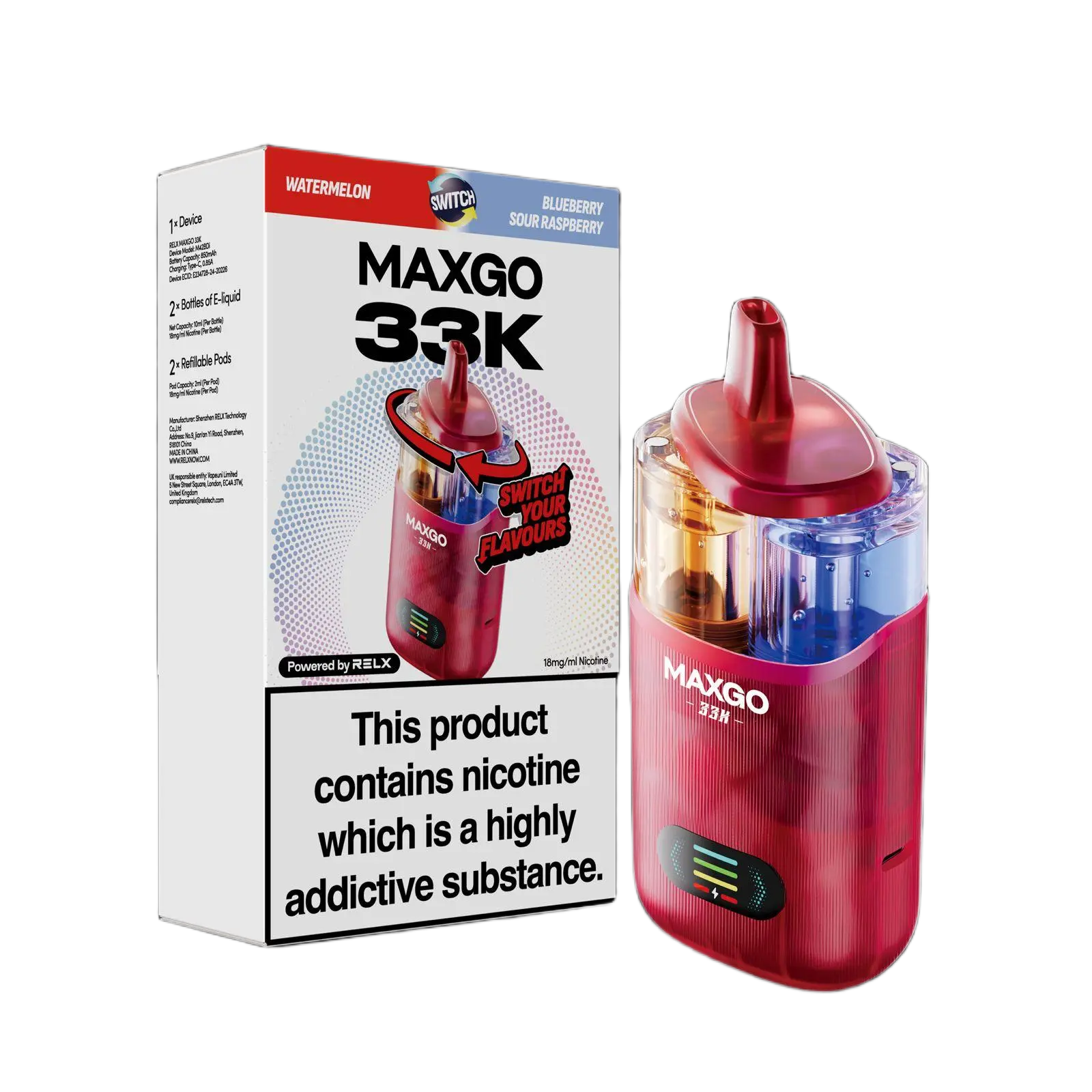 RELX MaxGo Combo 33K Prefilled Pod Vape Kit