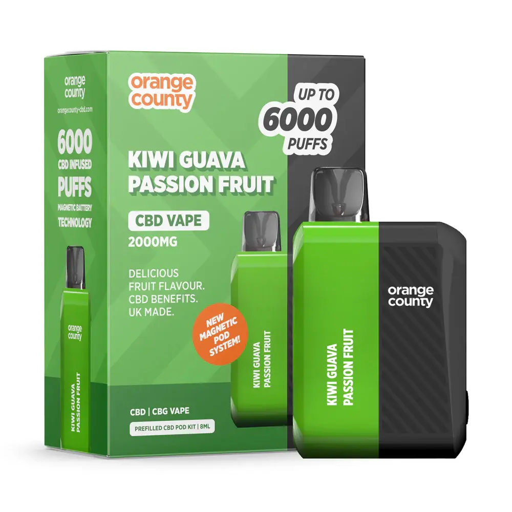 Kiwi Guava Passionfruit 2000mg Orange County CBD Vape Prefilled CBD Pod Kit 8ml