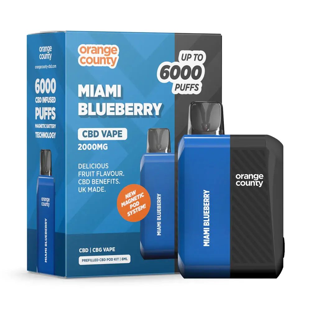 Miami Blueberry 2000mg Orange County CBD Vape Prefilled CBD Pod Kit 8ml