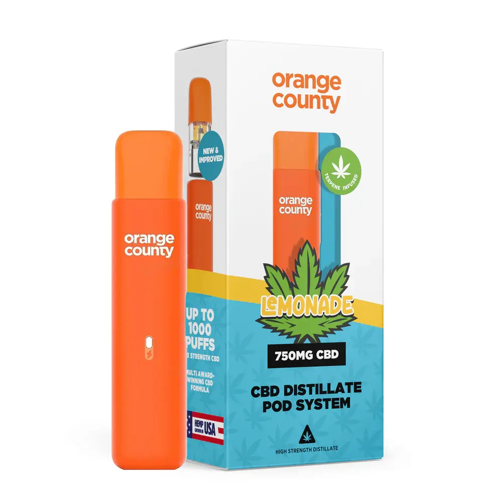 Lemonade 750mg Orange County CBD Vape Prefilled CBD Pod Kit 1ml