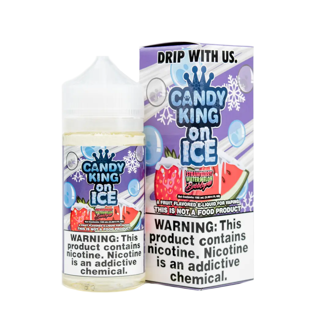 Strawberry Watermelon Bubblegum On ICE by Candy King | 100ml Shortfill