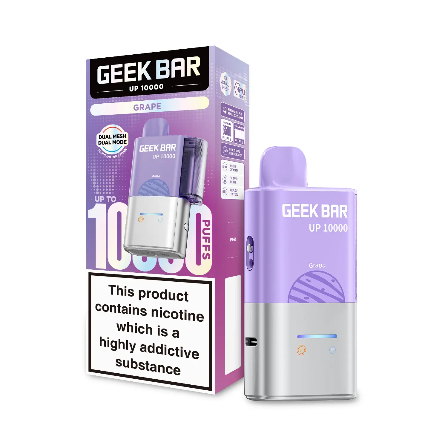 Grape by Geek Bar Up 10000 Prefilled Pod Kit | 10K Puffs