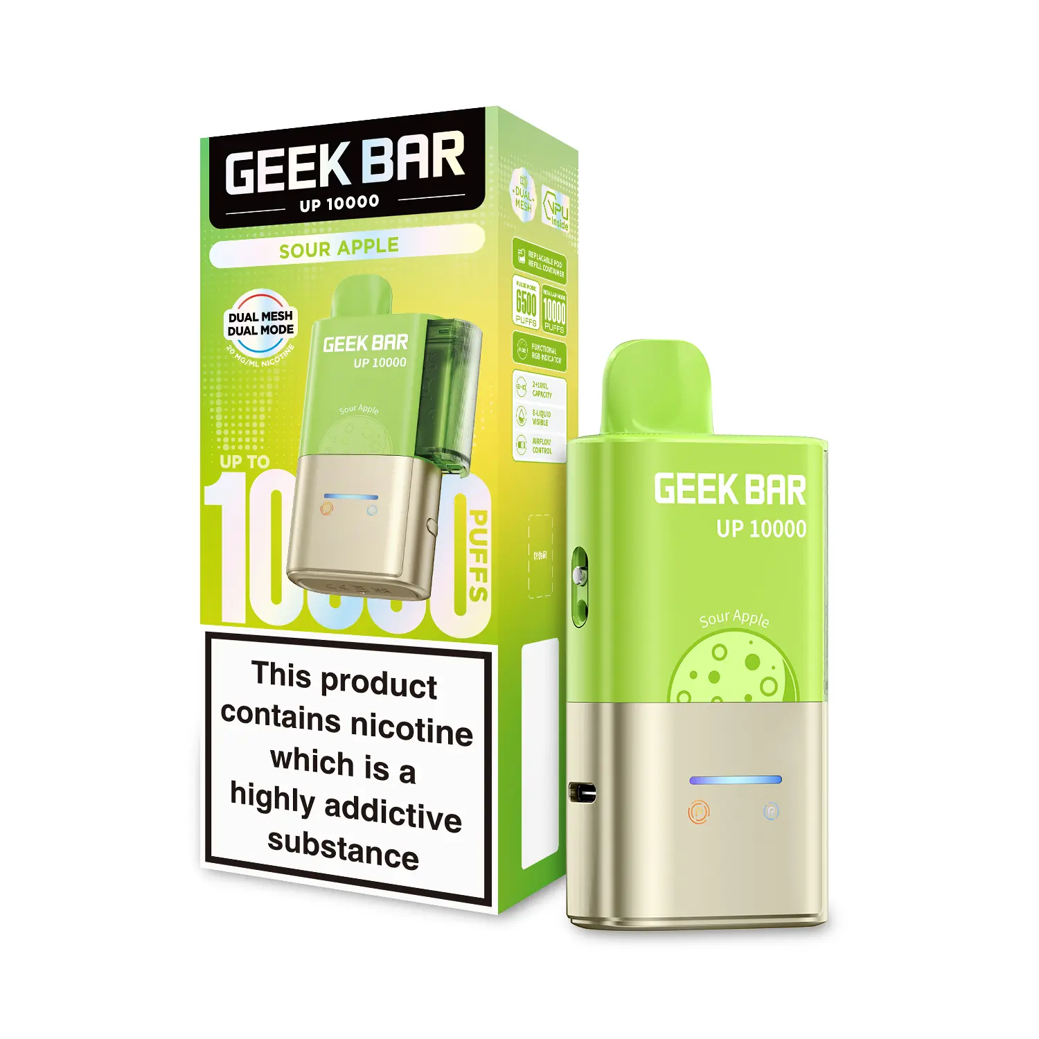 Sour Apple by Geek Bar Up 10000 Prefilled Pod Kit | 10K Puffs