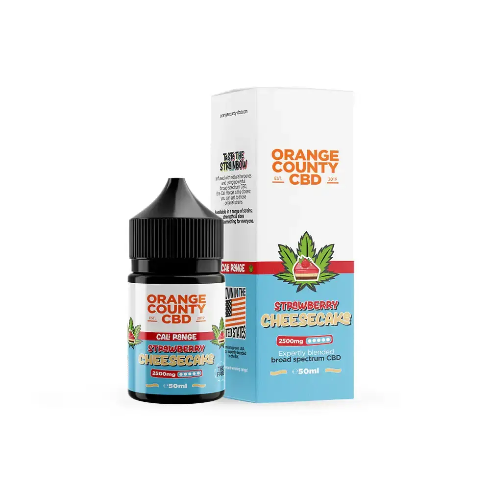 Strawberry Cheesecake 15002500mg Orange County CBD E-Liquid 50ml