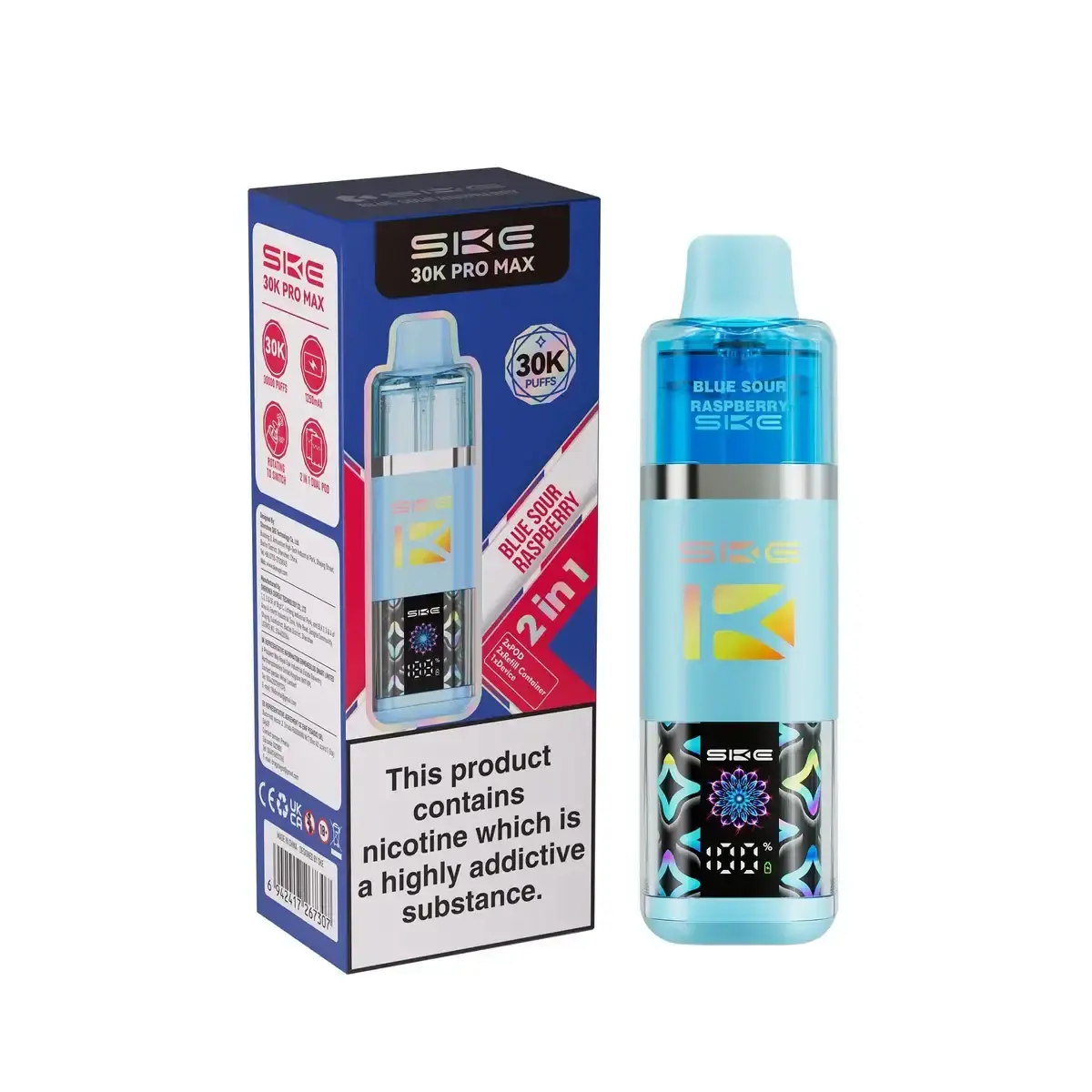 Blue Sour Raspberry SKE 30K PRO MAX Prefilled Pod Vape Kit