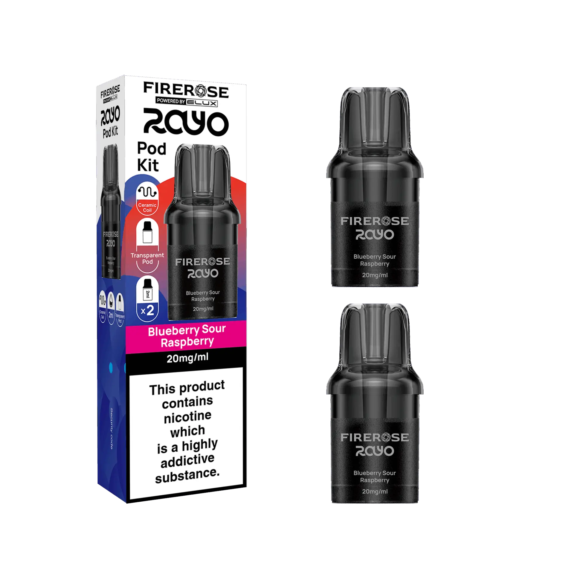 Blueberry Sour Raspberry by Elux Firerose Rayo 600 Puff