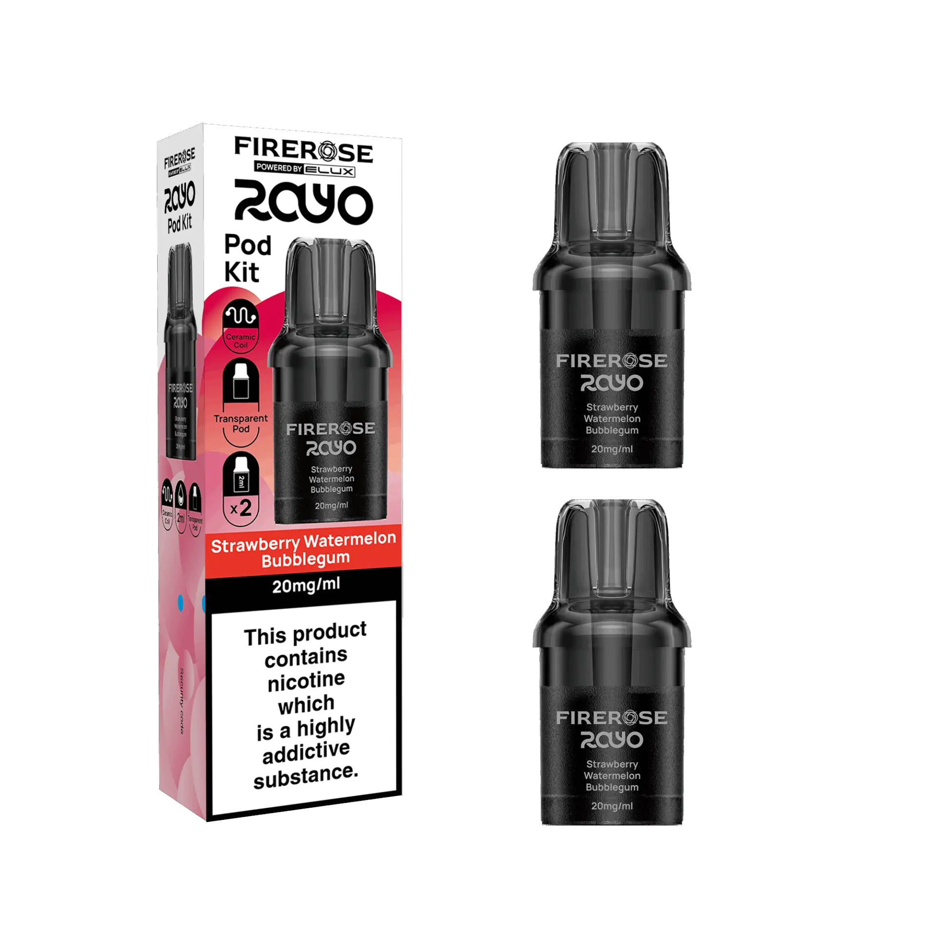 Strawberry Watermelon Bubblegum by Elux Firerose Rayo 600 Puff