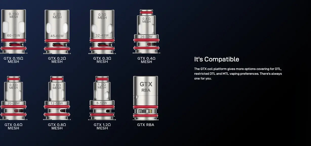 Vaporesso GTX Compatible Devices