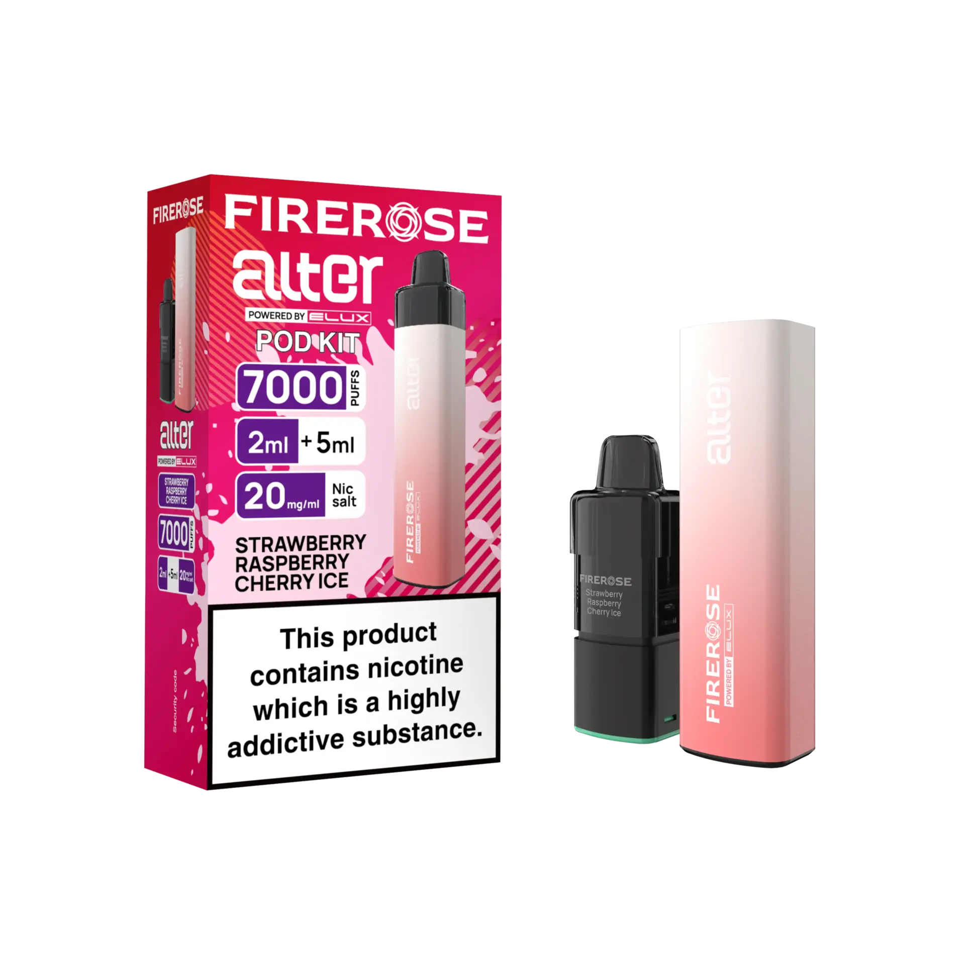 Strawberry Raspberry Cherry Ice Firerose Alter Prefilled Pod Vape Kit