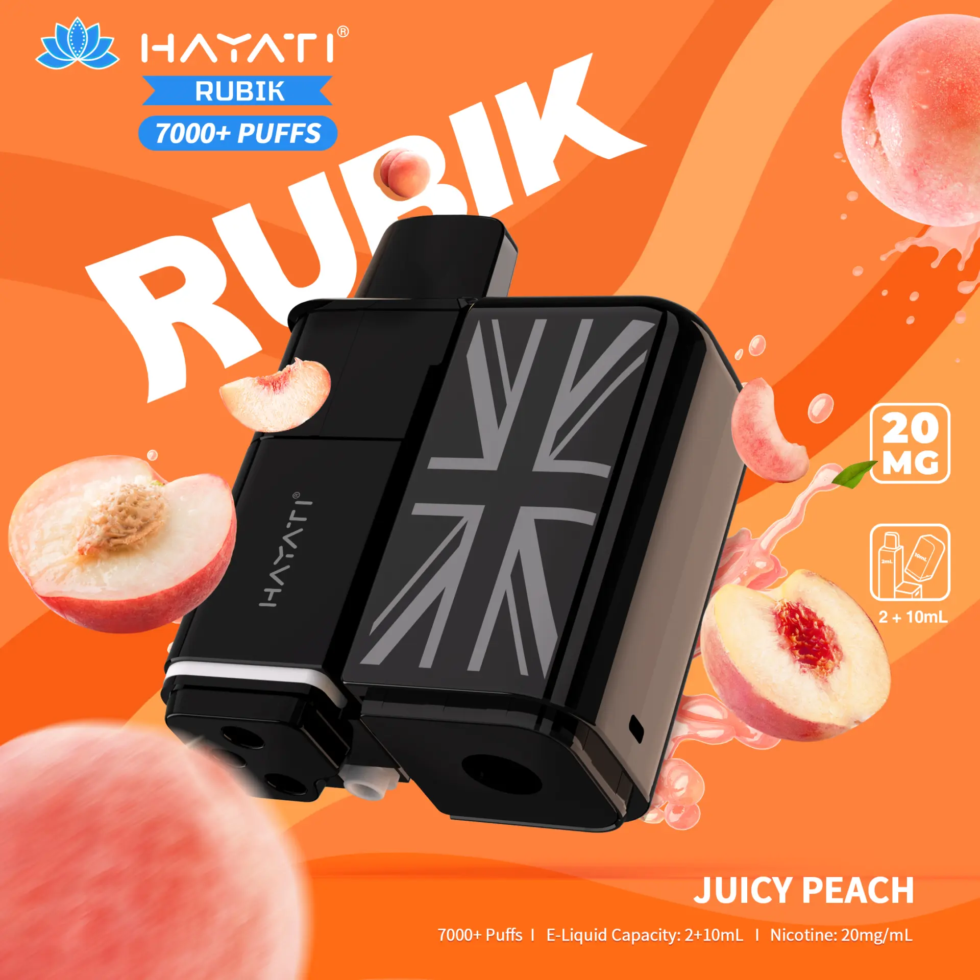 Juicy Peach Hayati Rubik 7K Refill Pod Pack