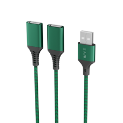 WYE USB-A Male to 2 USB-A Female Splitter Cable 0.3m