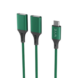 WYE USB-C Male to 2 USB-A Female Splitter Cable 0.3m