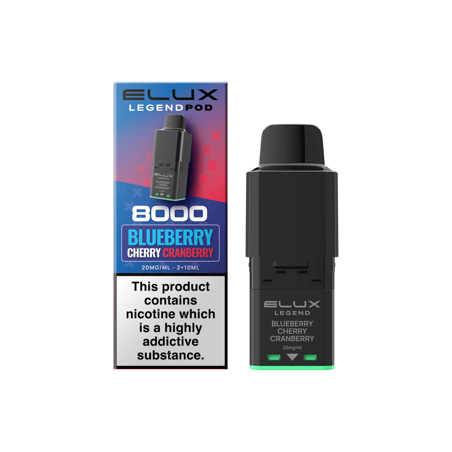 Blueberry Cherry Cranberry Elux Legend 8K 8000 Prefilled Replacement Pod